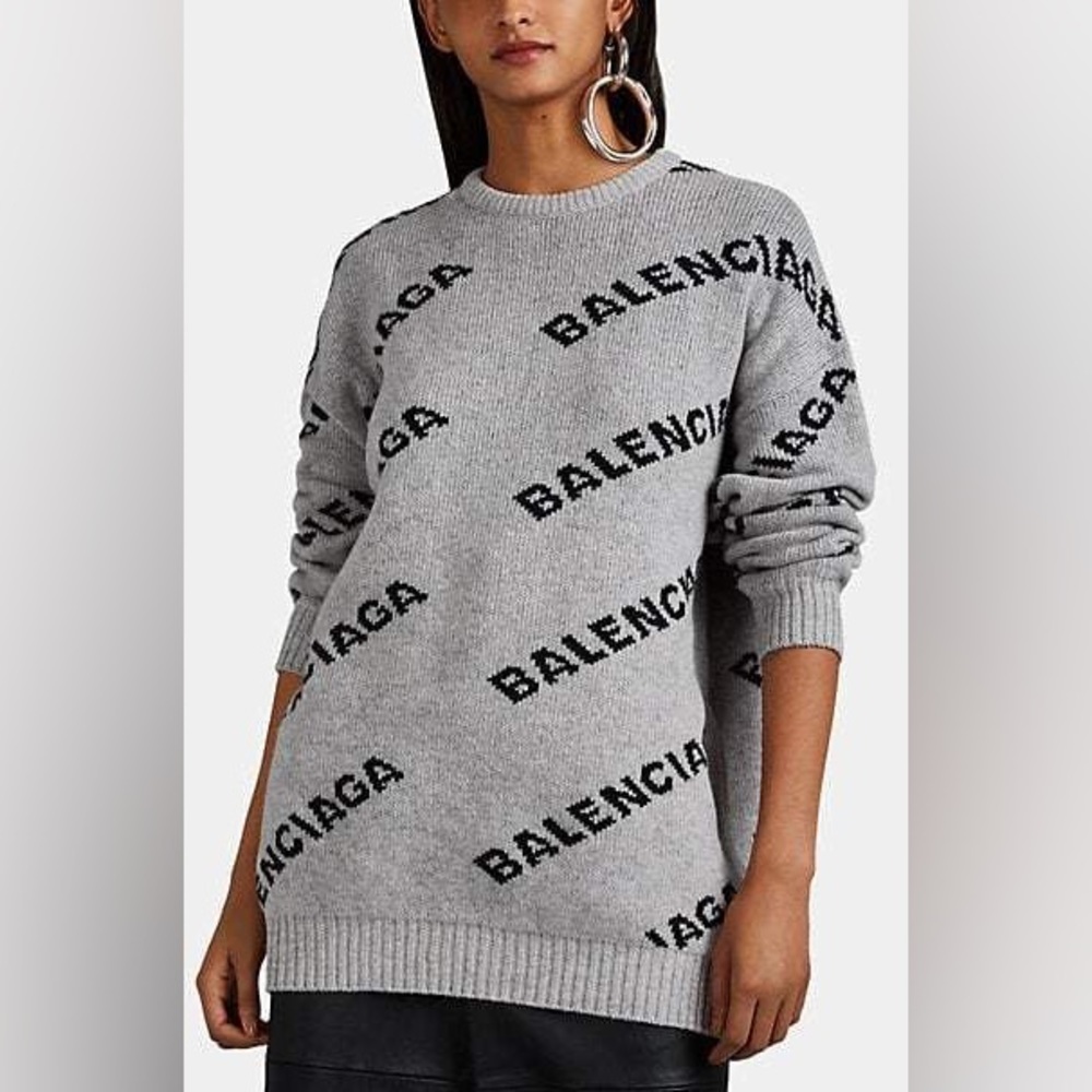 Grey Balenciaga Logo Sweater Unisex